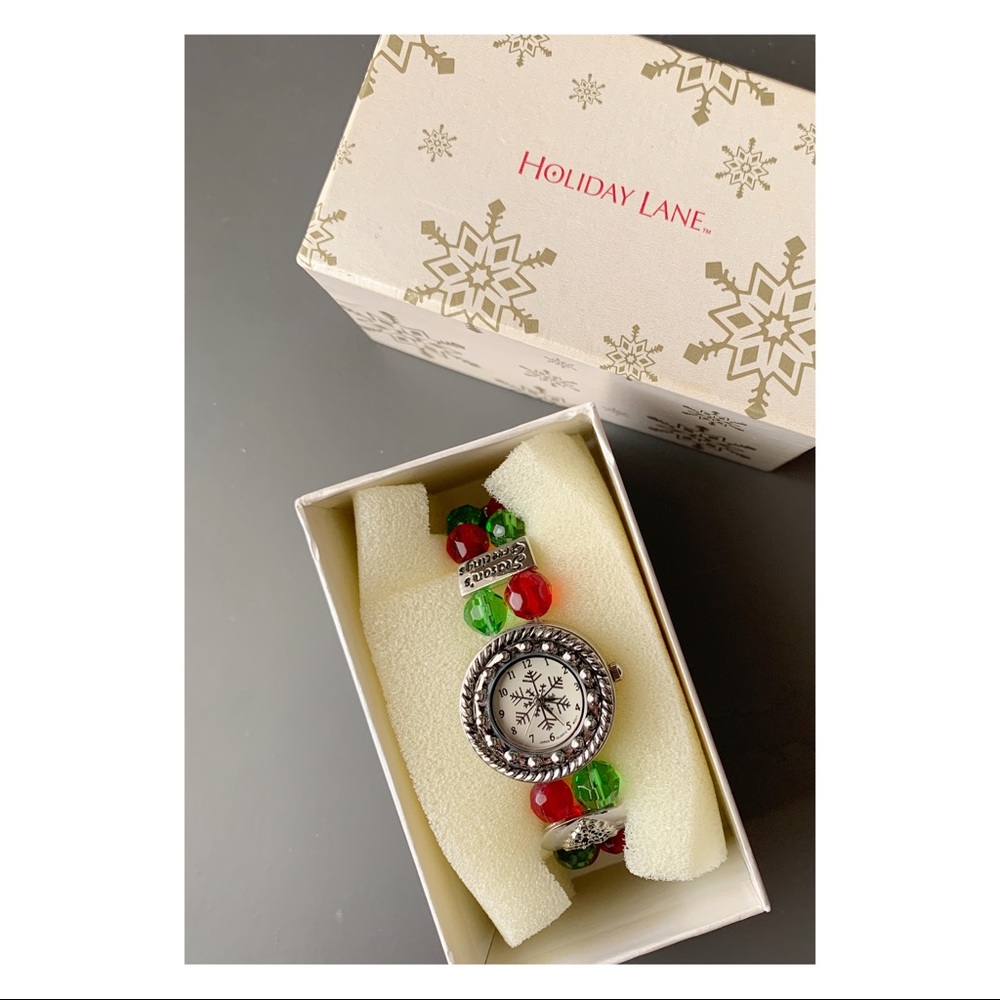 Christmas Holiday Watch with Beaded Band